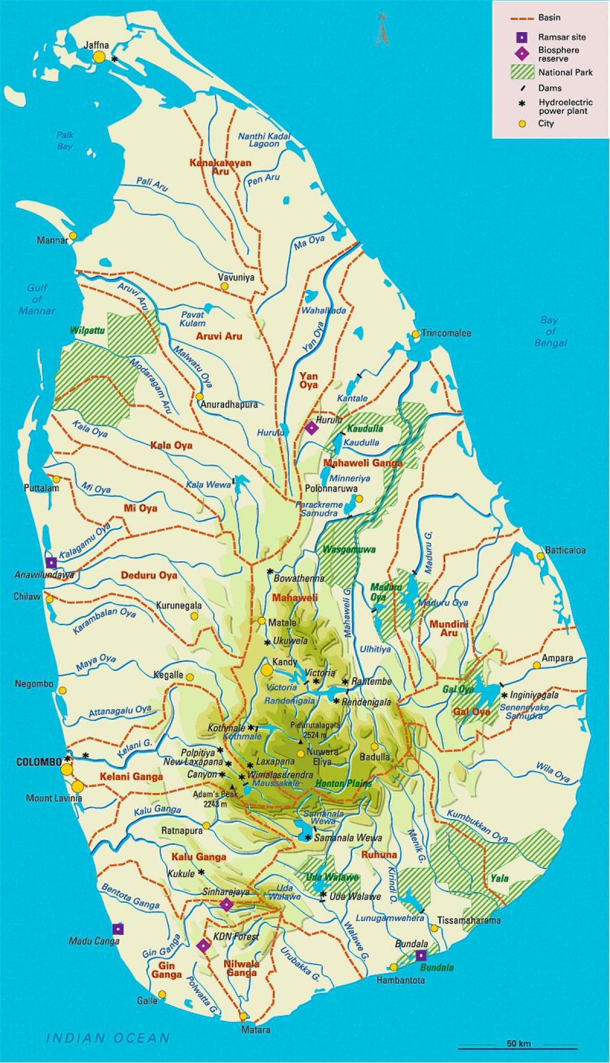 Գետի Շրի Լանկայի քարտեզի վրա Tamil