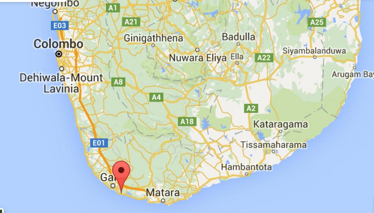  քարտեզ հարավ-արեւմուտքում Շրի լանկայում