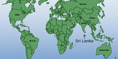 Աշխարհի քարտեզը ցույց տալով Շրի-Լանկա