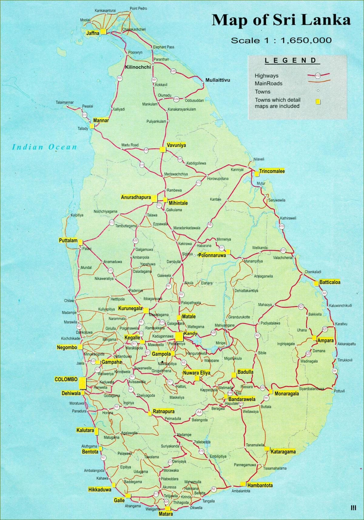 քարտեզ Շրի Լանկայի քարտեզի վրա հետ հեռավորության վրա