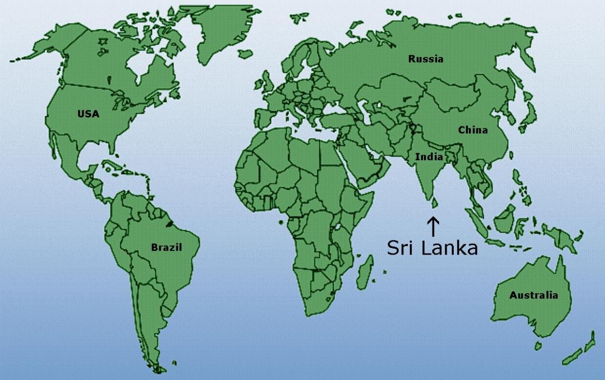 աշխարհի քարտեզը ցույց տալով Շրի-Լանկա
